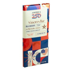 America 250 S'mores milk chocolate bar with marshmallow and graham cracker